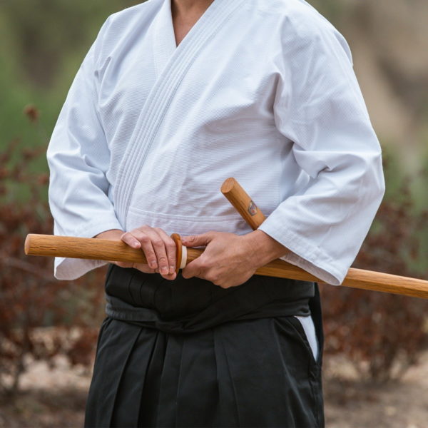 veste aikido homme sobre fuji mae avec arme